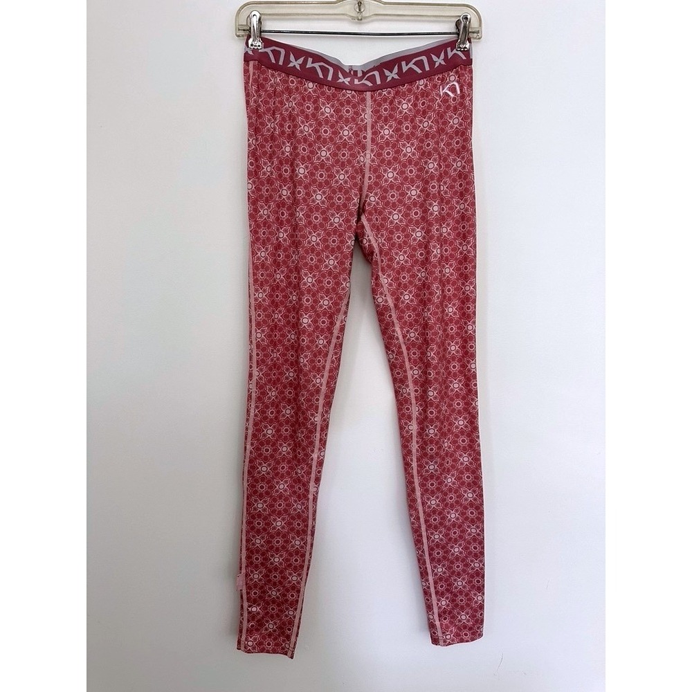 Kari Traa Fryd Base Layer Leggings Women Medium Pink Geometric Nordic Floral